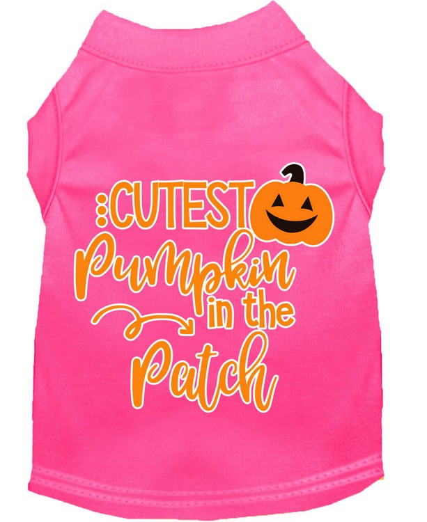 Cutest Pumpkin in the Patch Screen Print Dog Shirt Bright Pink Med